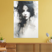 白黒ミニマリストアート | Ethereal Essence キャンバスプリント (インサイチュ (リビング))