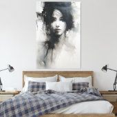 白黒ミニマリストアート | Ethereal Essence キャンバスプリント (インサイチュ (寝室))