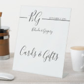 白黒ミニマリストウェディングカード&ギフト 台座サイン (インサイチュ)