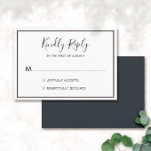 白黒ミニマリストウェディングRSVPカード01 出欠カード