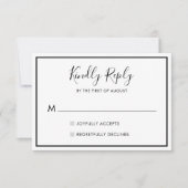 白黒ミニマリストウェディングRSVPカード01 出欠カード (正面)
