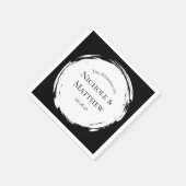 白黒ミニマリストエレガントな結婚式 スタンダードカクテルナプキン (角)