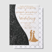 白黒ミニマリストエレガントな結婚式 ベラム紙招待状 (オフセット (招待状))