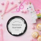 白黒ミニマリストエレガントな結婚式 ペーパープレート (パーティー)