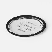 白黒ミニマリストエレガントな結婚式 ペーパープレート (アングル)