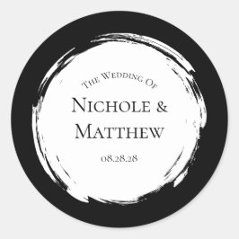 白黒ミニマリストエレガントな結婚式 ラウンドシール