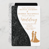白黒ミニマリストエレガントな結婚式 招待状 (正面/裏面)
