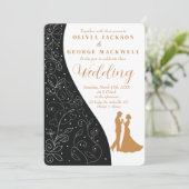 白黒ミニマリストエレガントな結婚式 招待状 (スタンド正面)