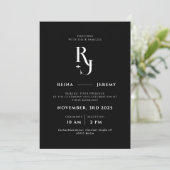 白黒ミニマリストエレガントな結婚式 招待状 (スタンド正面)