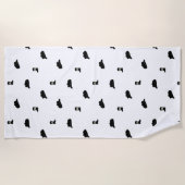 白黒ミニマリストカウボーロデオパターン ビーチタオル (正面)