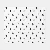 白黒ミニマリストカウボーロデオパターン フリースブランケット (正面(横))