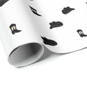 白黒ミニマリストカウボーロデオパターン ラッピングペーパー (ロールコーナー)