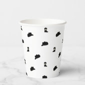 白黒ミニマリストカウボーロデオパターン 紙コップ (裏面)