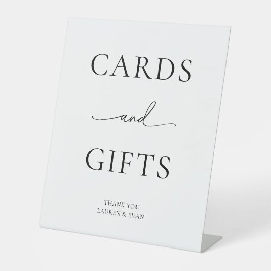 白黒ミニマリストカードとギフト 台座サイン (正面)