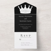 白黒ミニマリストクラウン結婚のお祝い オールインワン招待状 (内側)