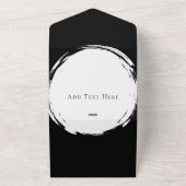 白黒ミニマリストクラウン結婚のお祝い オールインワン招待状 (外側)