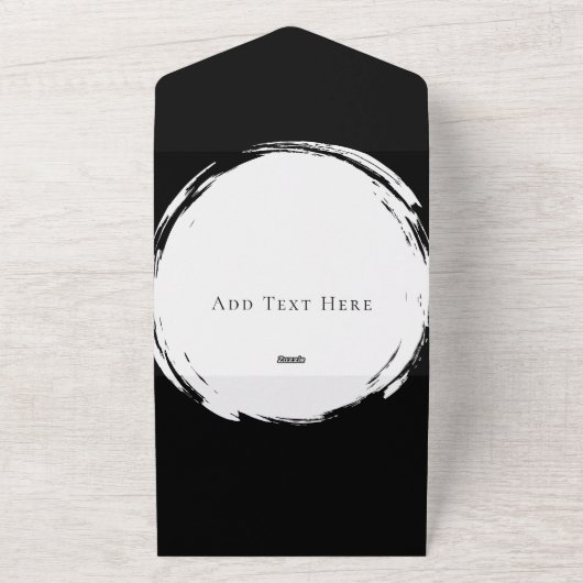 白黒ミニマリストクラウン結婚のお祝い オールインワン招待状 (外側)