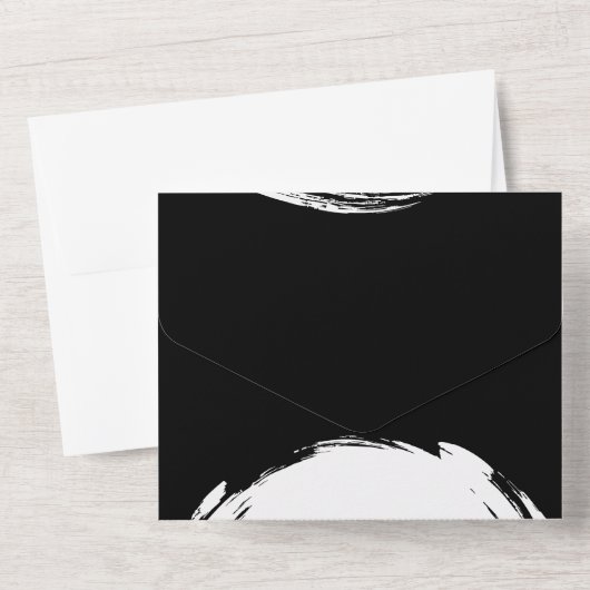 白黒ミニマリストクラウン結婚のお祝い オールインワン招待状 (裏面)