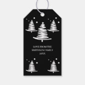 白黒ミニマリストクリスマスツリーズギフトラベル ギフトタグ (正面)