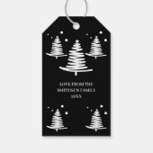 白黒ミニマリストクリスマスツリーズギフトラベル ギフトタグ (裏面)