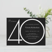 白黒ミニマリストサプライズ40歳の誕生日 招待状 (スタンド正面)