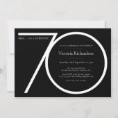 白黒ミニマリストサプライズ70誕生日 招待状 (正面)