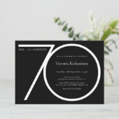 白黒ミニマリストサプライズ70誕生日 招待状 (スタンド正面)