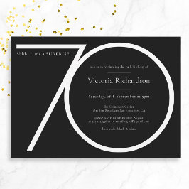 白黒ミニマリストサプライズ70誕生日 招待状