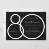 白黒ミニマリストサプライズ80誕生日 招待状 (正面)