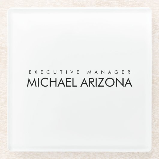 白黒ミニマリストシンプルプレーンモダン ガラスコースター (正面)