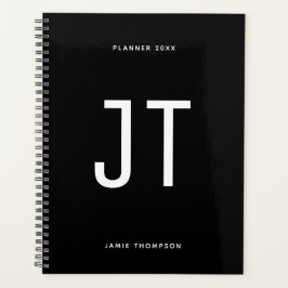 白黒ミニマリストシンプルモノグラモダンム プランナー手帳