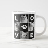 白黒ミニマリストシンプル猫好き ジャンボコーヒーマグカップ (右)