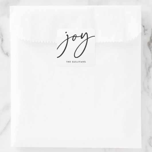 白黒ミニマリストジョーホリデーステッカー スクエアシール (バッグ)