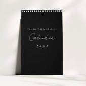 白黒ミニマリストスクリプトタイポグラフィカスタム カレンダー