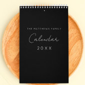 白黒ミニマリストスクリプトタイポグラフィカスタム カレンダー