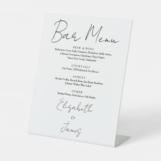 白黒ミニマリストスクリプトバーメニュー 台座サイン (正面)