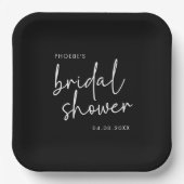 白黒ミニマリストスクリプトブライダルシャワー ペーパープレート (正面)