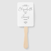 白黒ミニマリストスクリプト結婚式 プログラム ハンドファン (正面)