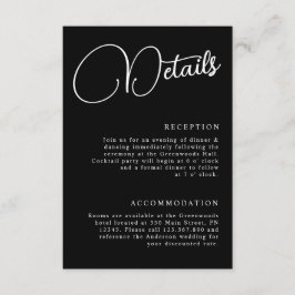 白黒ミニマリストスクリプト詳細結婚の エンクロージャーカード