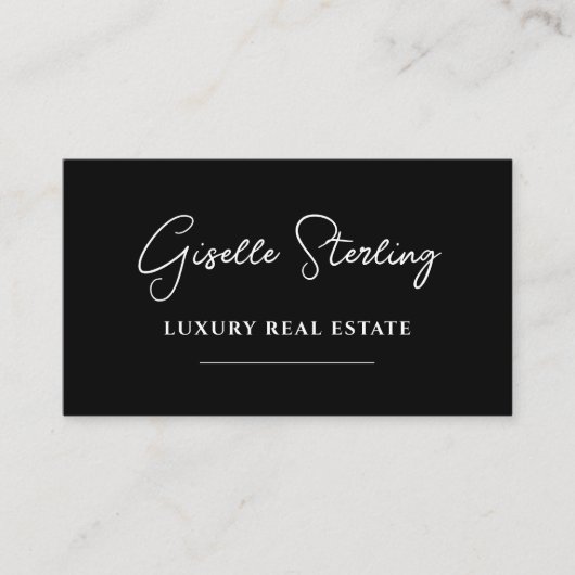 白黒ミニマリストスクリプトQRコード 名刺 (正面)