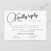 白黒ミニマリストスクリプトRSVP 結婚's エンクロージャーカード (正面)