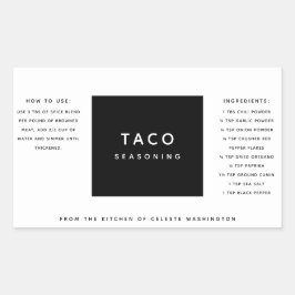 白黒ミニマリストスパイスブレンドギフトラベル 長方形シール