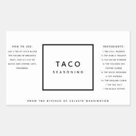 白黒ミニマリストスパイスブレンドギフトラベル 長方形シール