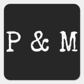 白黒ミニマリストタイプライターフォント スクエアシール (正面)