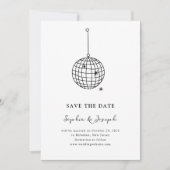 白黒ミニマリストディスコボール | フォト セーブザデート (正面)