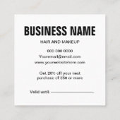 白黒ミニマリストトレンディーシンプル 割引カード (裏面)