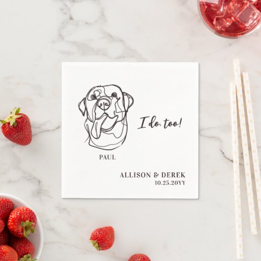 白黒ミニマリストドッグペットシンプル結婚ズ スタンダードカクテルナプキン (インサイチュ)