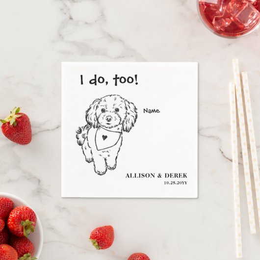 白黒ミニマリストドッグポートレート結婚ズ スタンダードカクテルナプキン (インサイチュ)