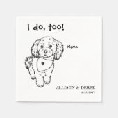 白黒ミニマリストドッグポートレート結婚ズ スタンダードカクテルナプキン (正面)