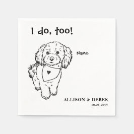 白黒ミニマリストドッグポートレート結婚ズ スタンダードカクテルナプキン